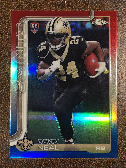 Devin Neal - 2025 Topps Chrome - Red, White and Blue Refractor - Saints