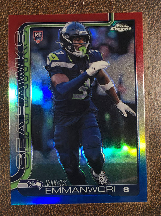 Nick Emmanwori - 2025 Topps Chrome - Red, White and Blue Refractor - Seahawks