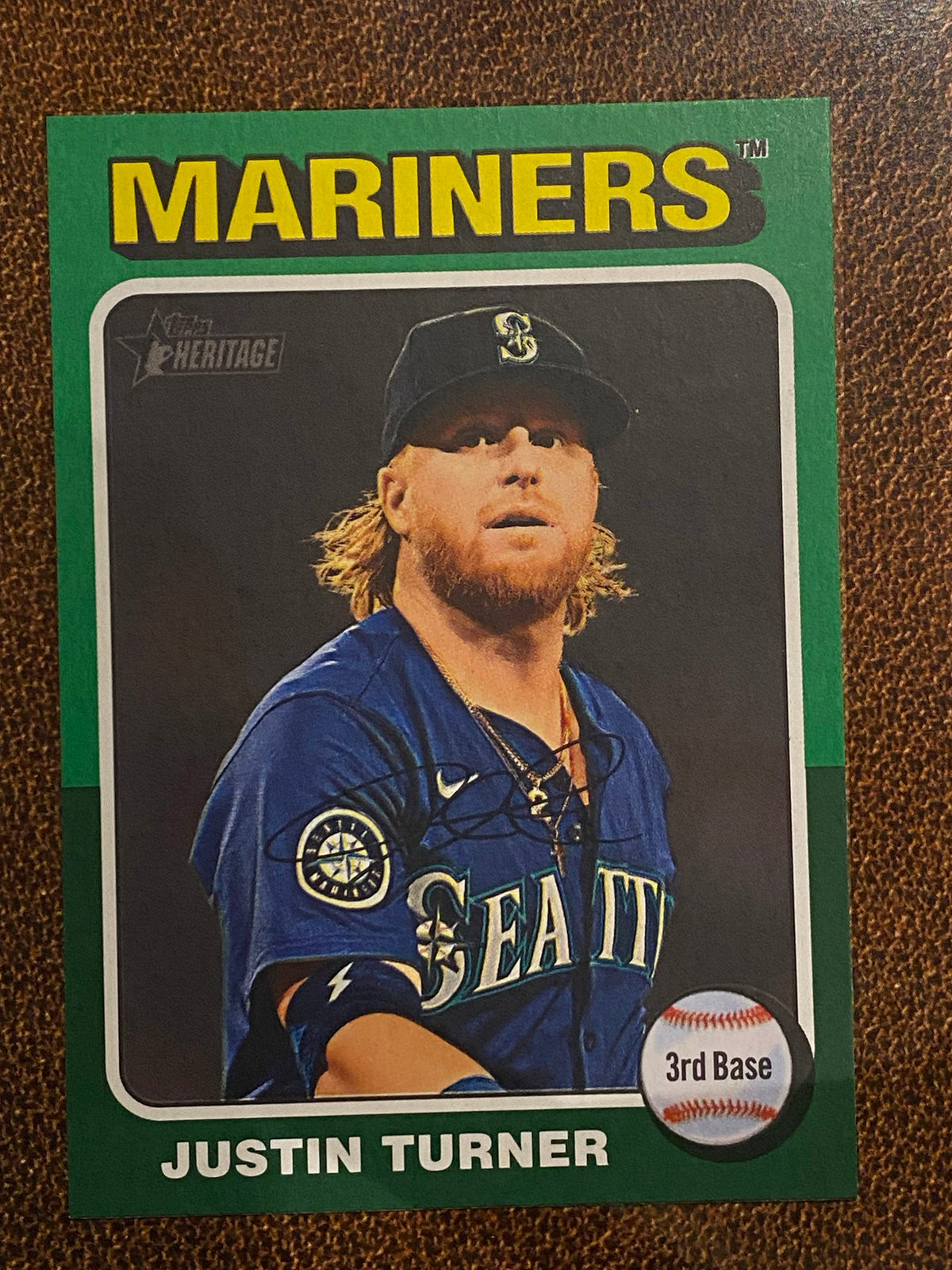 Mariners Border Justin Turner - 2024 Topps Heritage High Number - Green Border - Marin ...