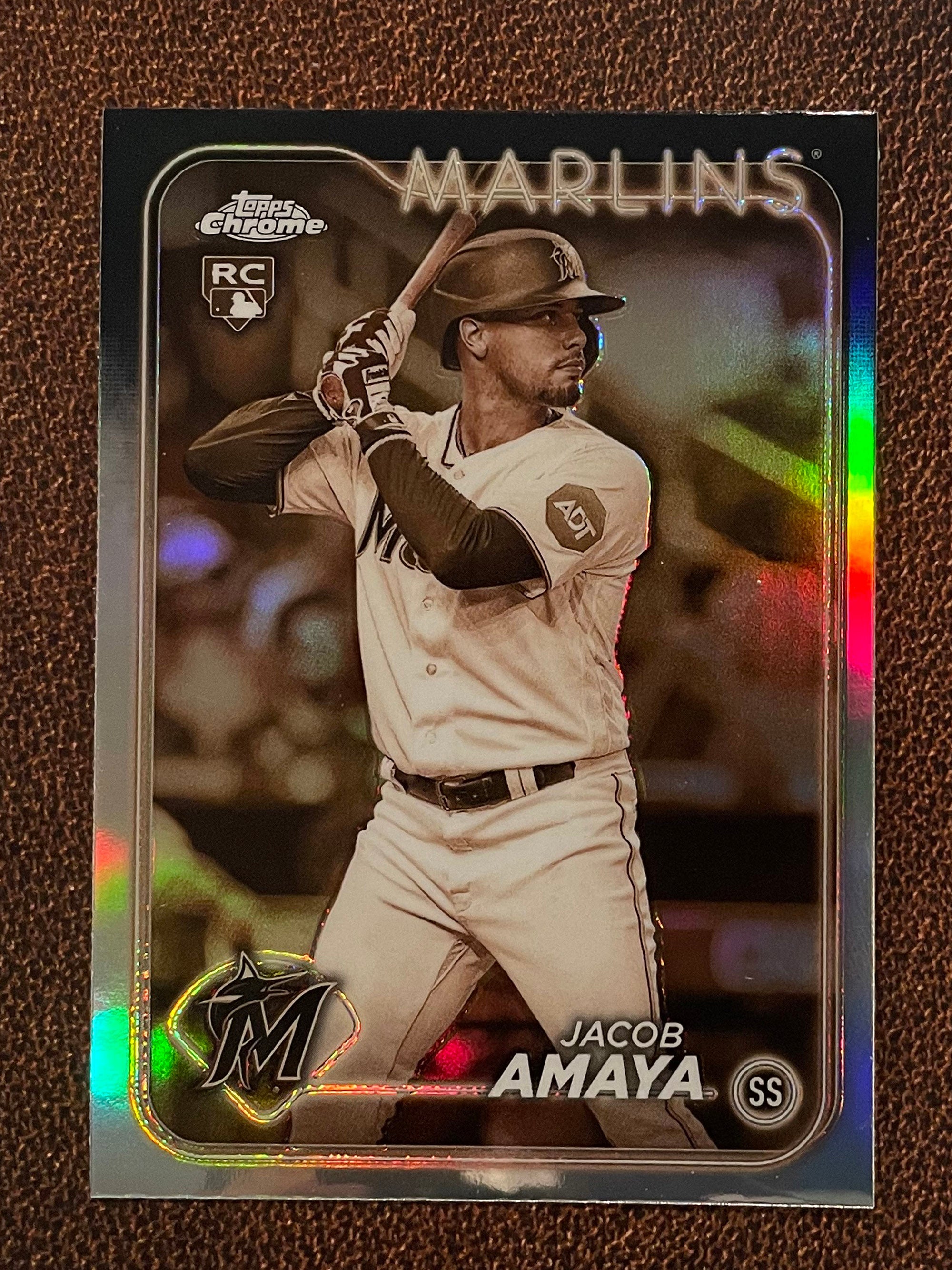 w*6様 241ATDT-CSM18 QB /LS / RACO. ERA Jacob Amaya - 2024 Topps Chrome - Sepia Refractor - Marlins