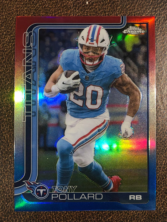 Tony Pollard - 2025 Topps Chrome - Red, White and Blue Refractor - Titans
