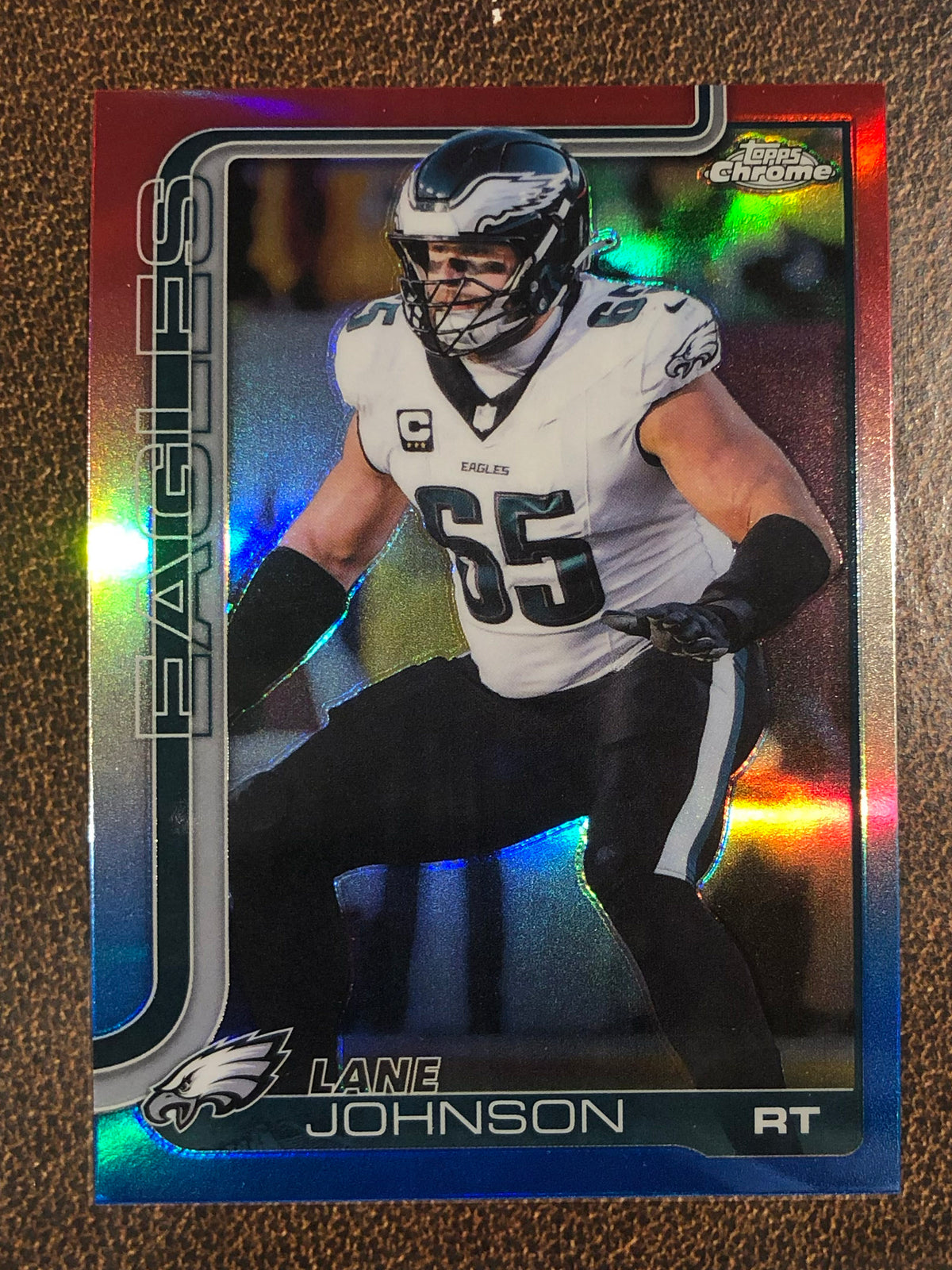 Lane Johnson - 2025 Topps Chrome - Red, White and Blue Refractor - Eagles