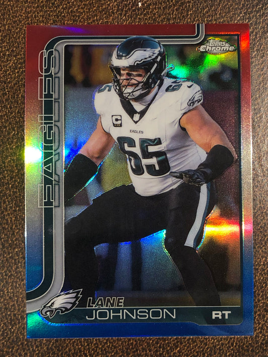 Lane Johnson - 2025 Topps Chrome - Red, White and Blue Refractor - Eagles
