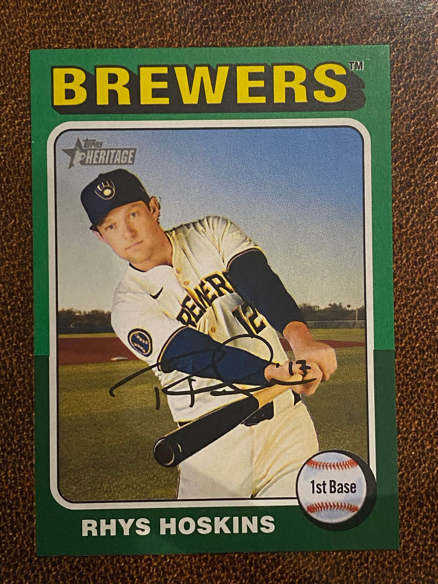 Rhys Hoskins - 2024 Topps Heritage High Number - Green Border - Brewers