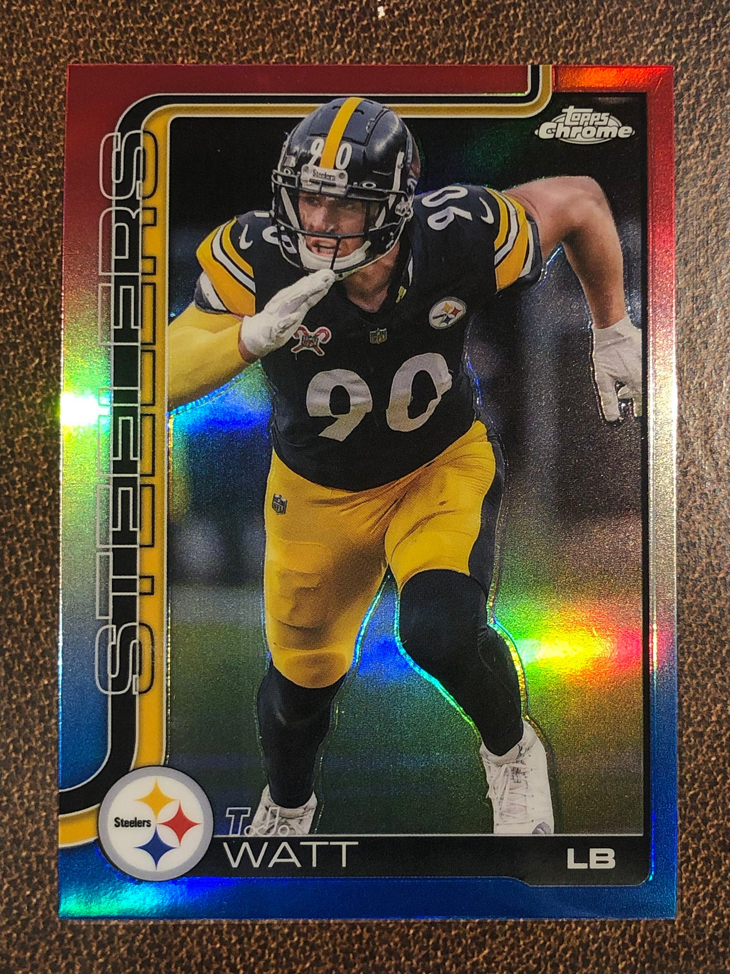 T.J. Watt - 2025 Topps Chrome - Red, White and Blue Refractor - Steelers