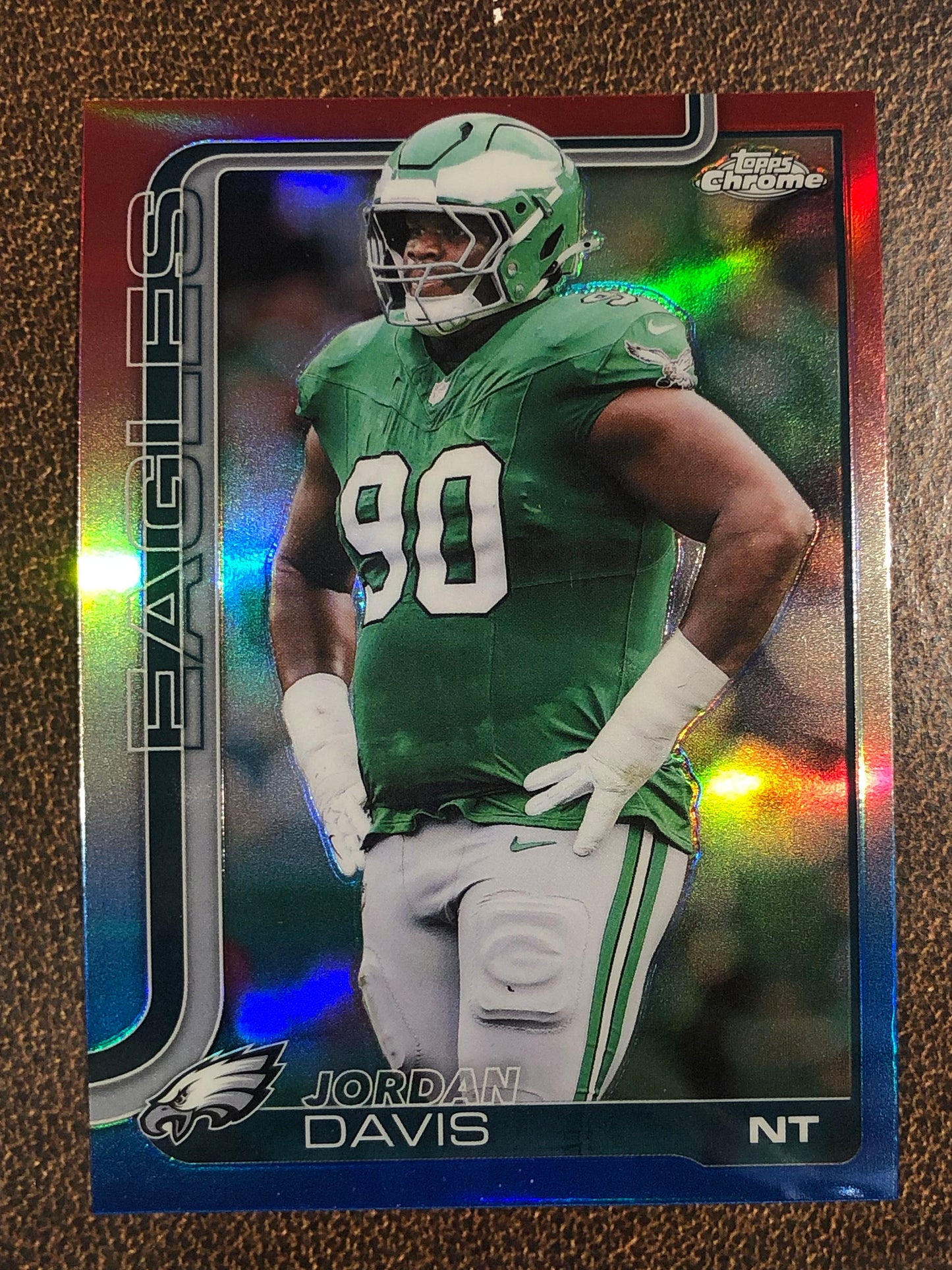 Jordan Davis - 2025 Topps Chrome - Red, White and Blue Refractor - Eagles