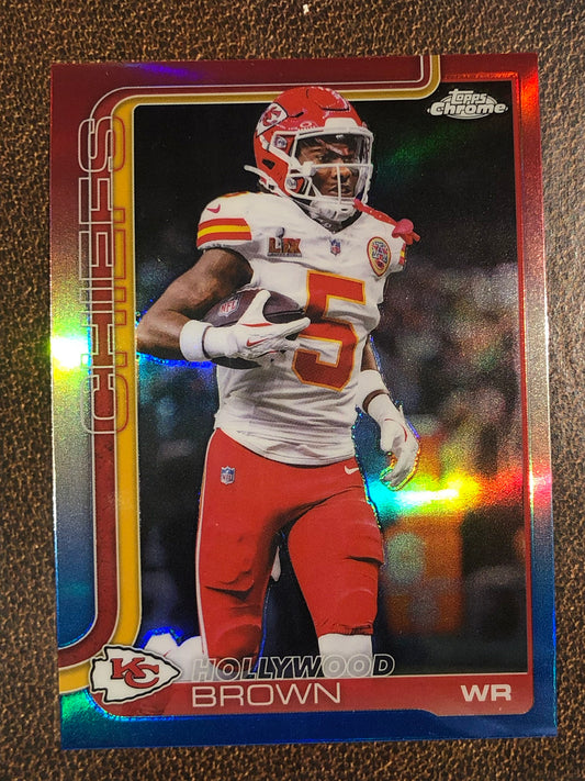 Hollywood Brown - 2025 Topps Chrome - Red, White and Blue Refractor - Chiefs