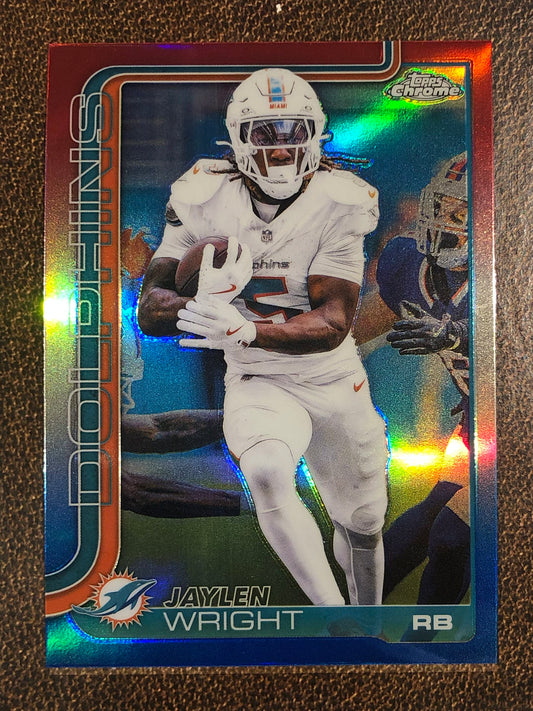 Jaylen Wright - 2025 Topps Chrome - Red, White and Blue Refractor - Dolphins