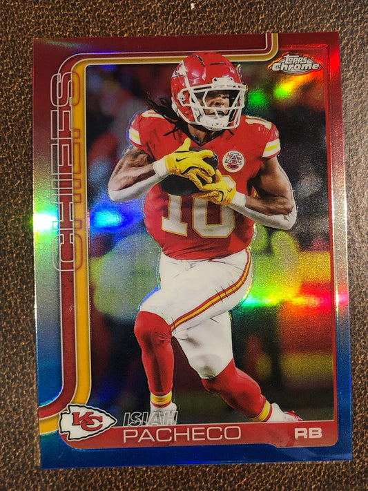 Isiah Pacheco - 2025 Topps Chrome - Red, White and Blue Refractor - Chiefs