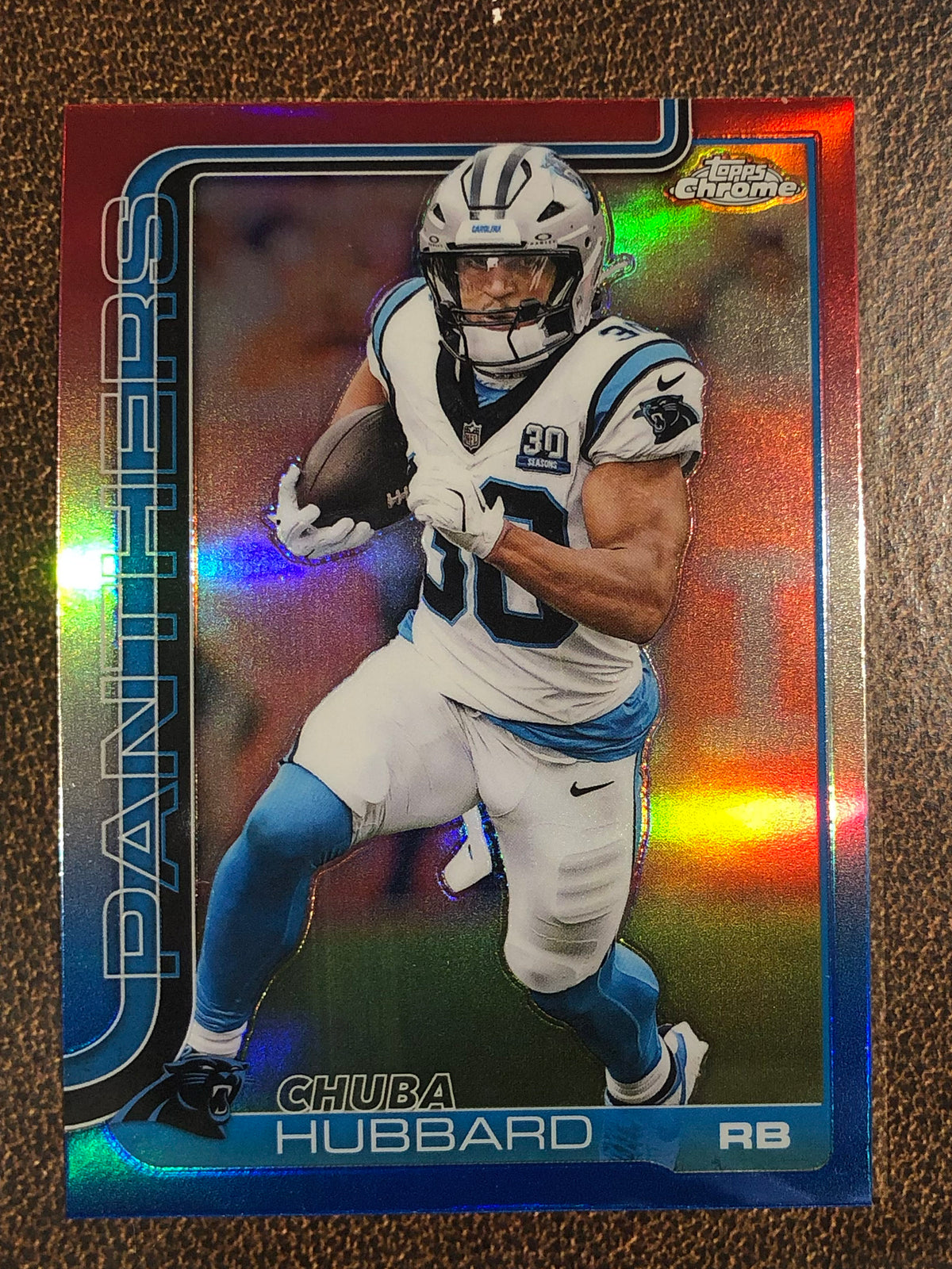Chuba Hubbard - 2025 Topps Chrome - Red, White and Blue Refractor - Panthers