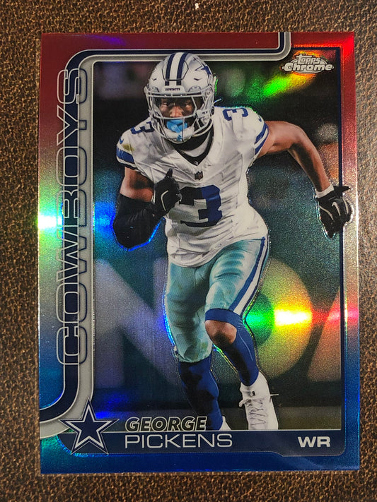 George Pickens - 2025 Topps Chrome - Red, White and Blue Refractor - Cowboys