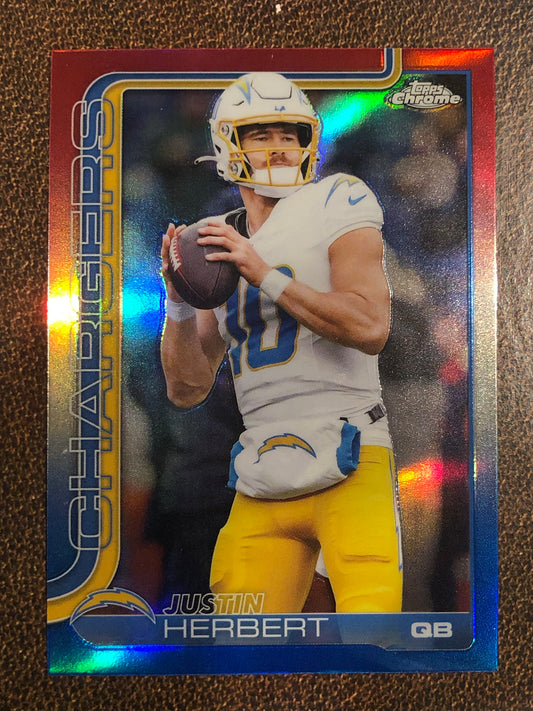 Justin Herbert - 2025 Topps Chrome - Red, White and Blue Refractor - Chargers