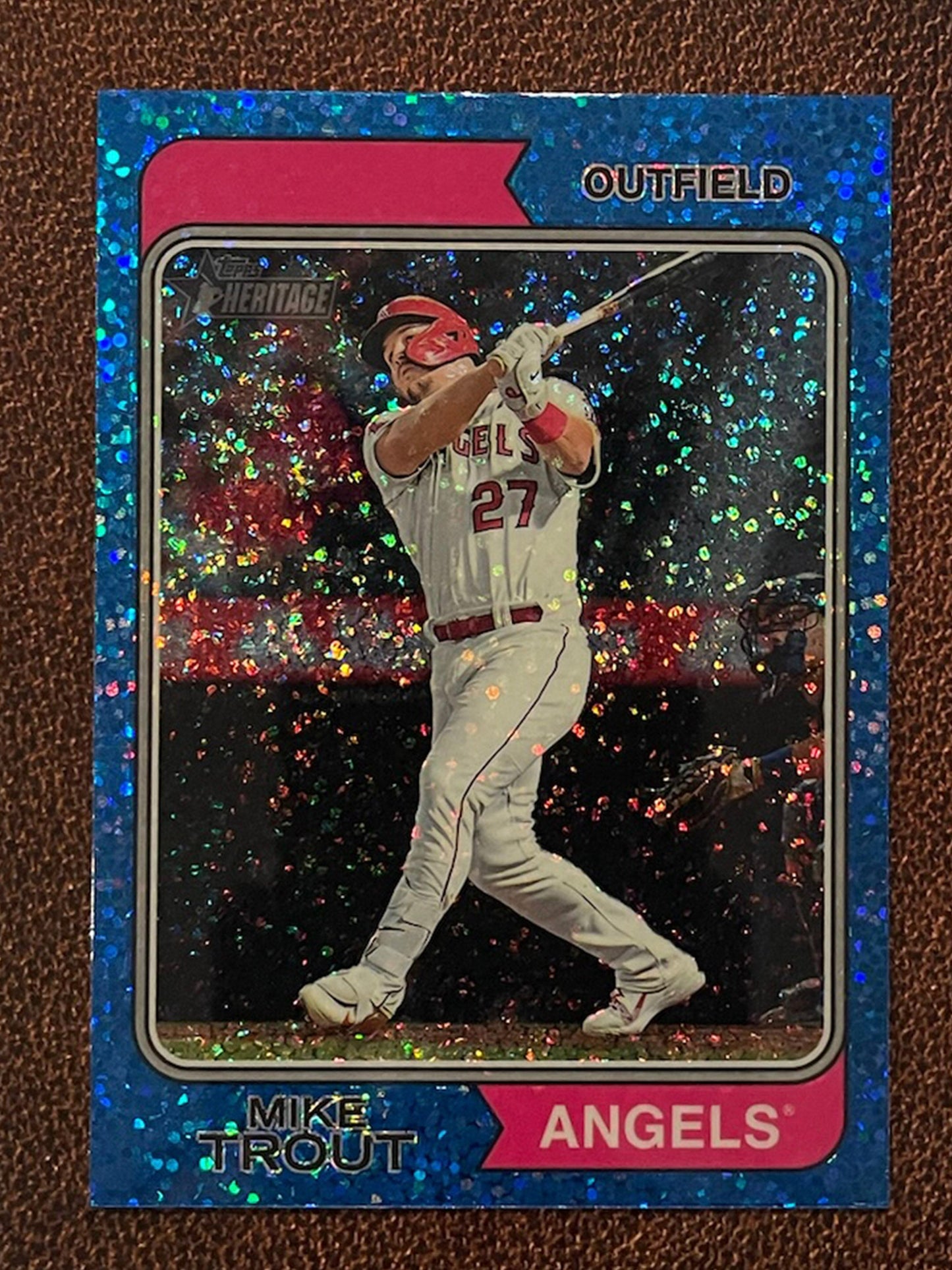Mike Trout - 2023 Topps Heritage - Blue Sparkle Parallel - Angels
