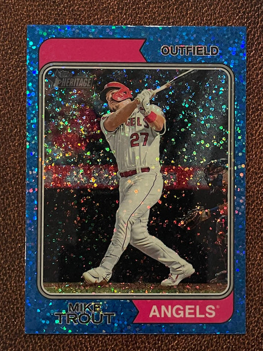 Mike Trout - 2023 Topps Heritage - Blue Sparkle Parallel - Angels