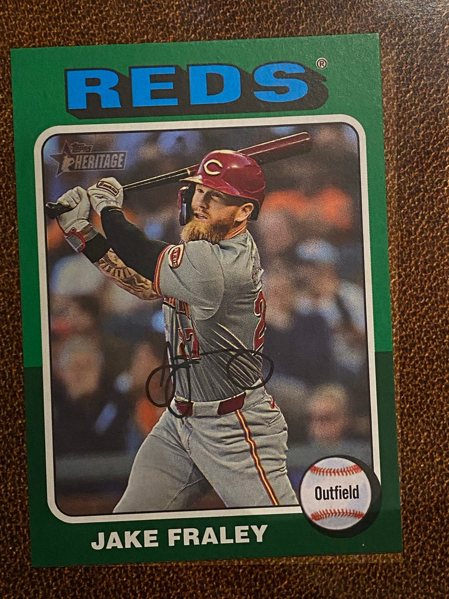 Jake Fraley - 2024 Topps Heritage High Number - Green Border - Reds