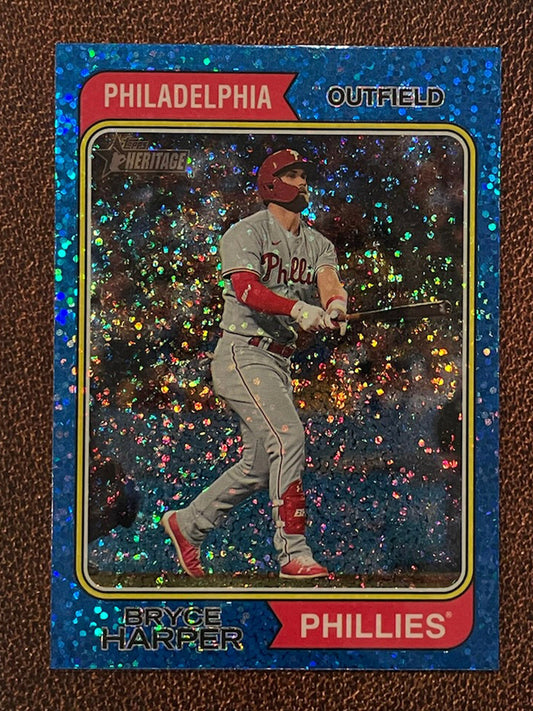 Bryce Harper - 2023 Topps Heritage - Blue Sparkle Parallel - Phillies
