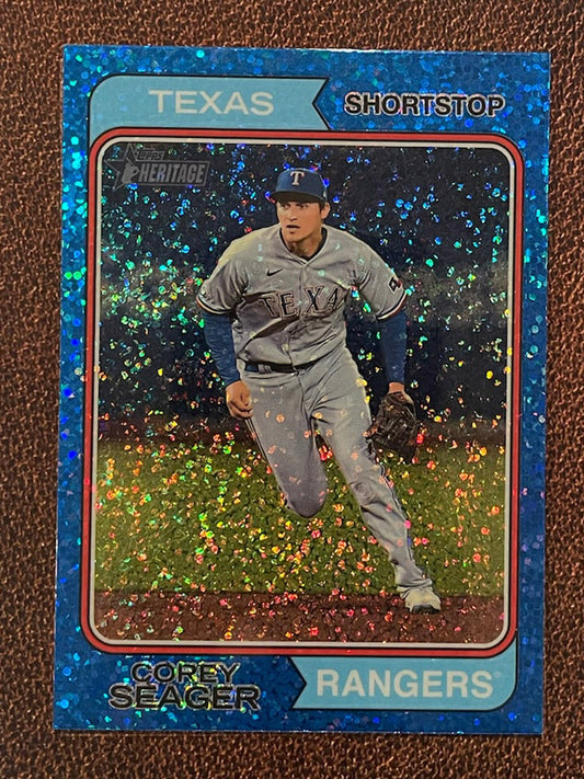 Corey Seager - 2023 Topps Heritage - Blue Sparkle Parallel - Rangers