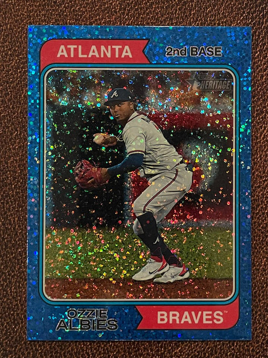 Ozzie Albies - 2023 Topps Heritage - Blue Sparkle Parallel - Braves