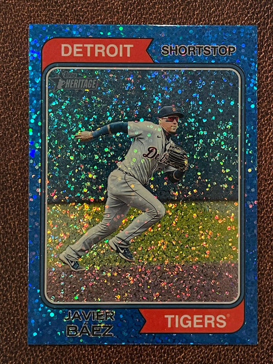 Javier Báez - 2023 Topps Heritage - Blue Sparkle Parallel - Tigers