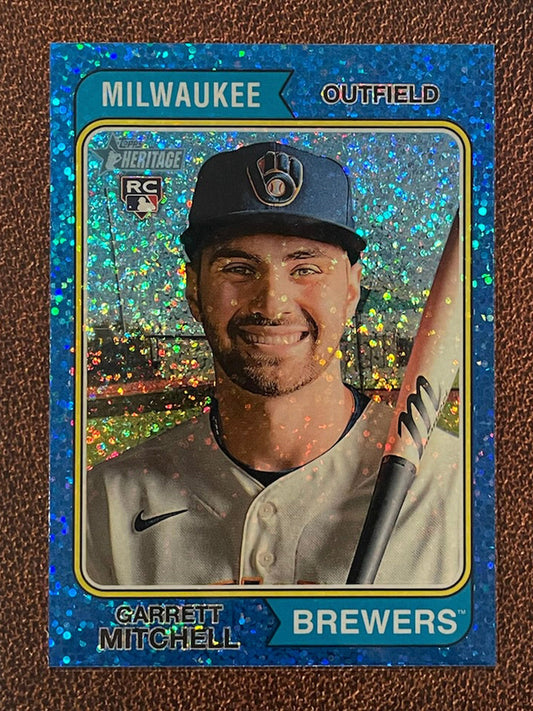 Garrett Mitchell - 2023 Topps Heritage - Blue Sparkle Parallel - Brewers