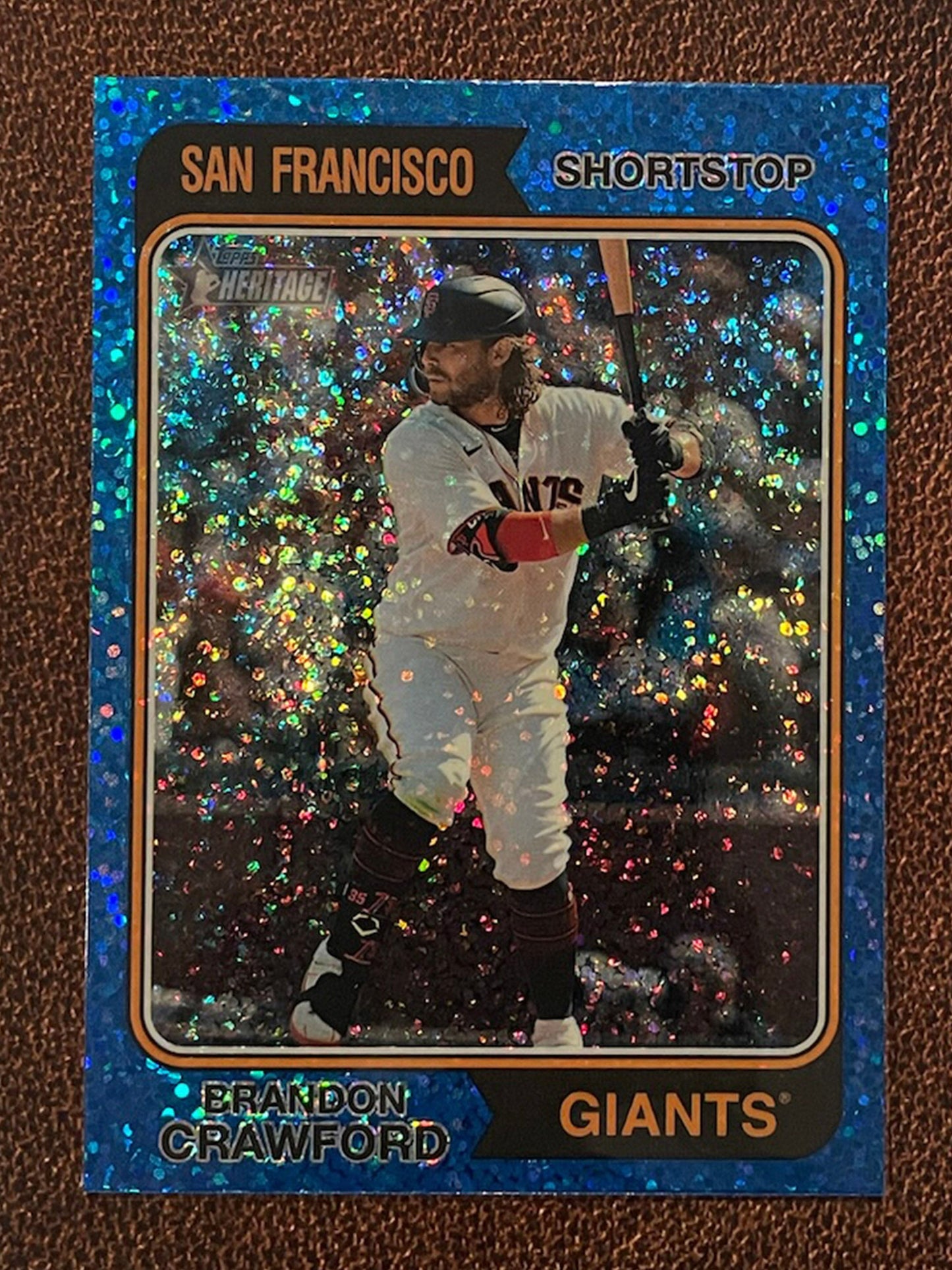 Brandon Crawford - 2023 Topps Heritage - Blue Sparkle Parallel - Giants