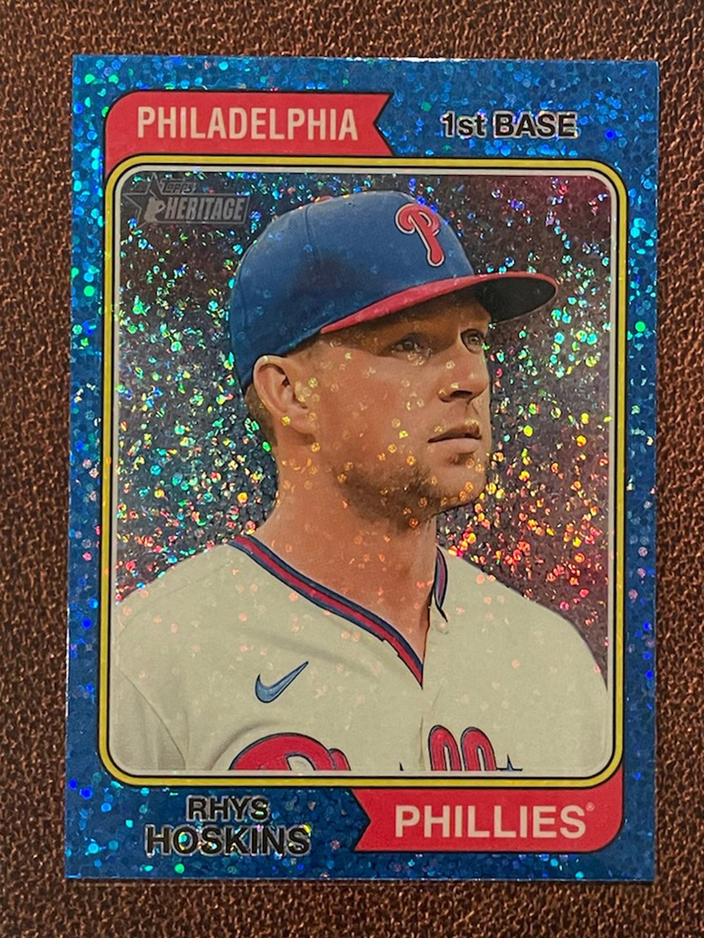 Rhys Hoskins - 2023 Topps Heritage - Blue Sparkle Parallel - Phillies