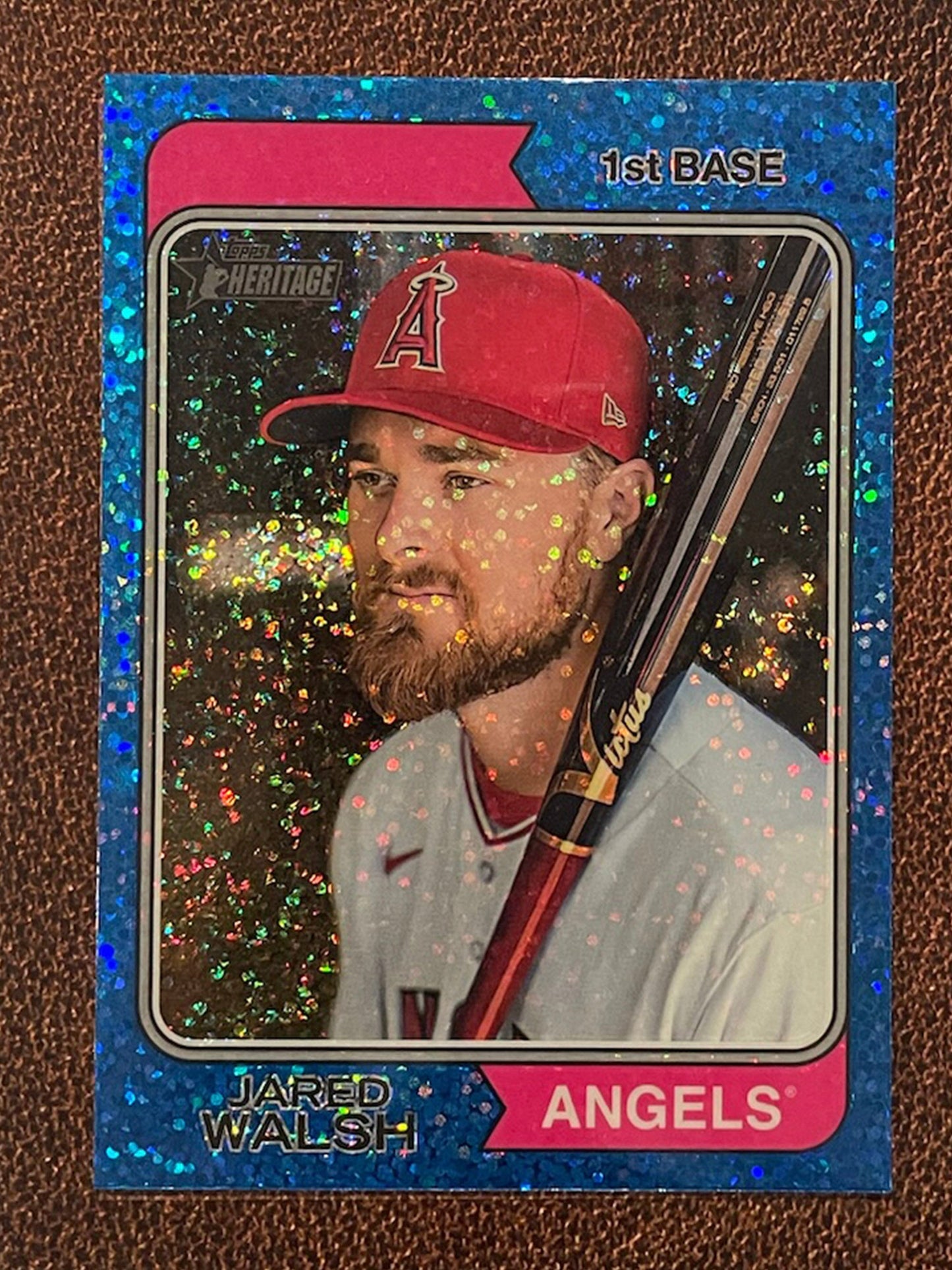 Jared Walsh - 2023 Topps Heritage - Blue Sparkle Parallel - Angels