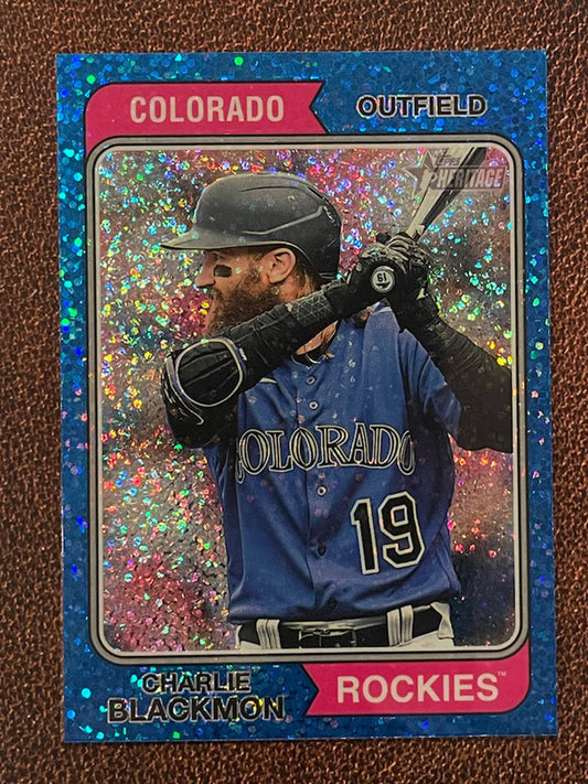 Charlie Blackmon - 2023 Topps Heritage - Blue Sparkle Parallel - Rockies