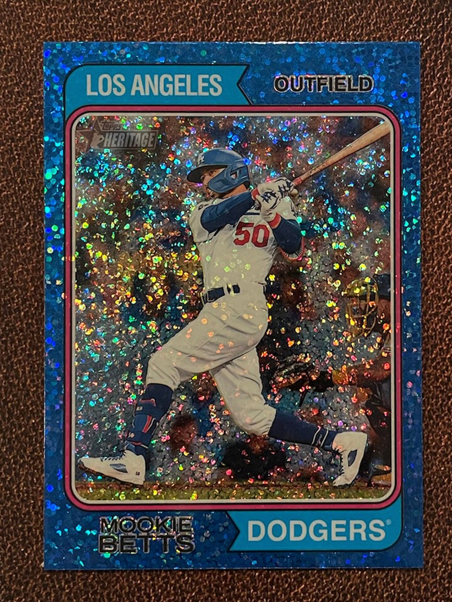 Mookie Betts - 2023 Topps Heritage - Blue Sparkle Parallel - Dodgers