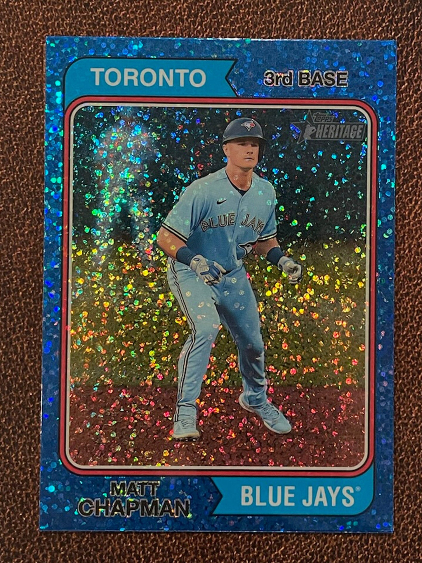 Matt Chapman - 2023 Topps Heritage - Blue Sparkle Parallel - Blue Jays