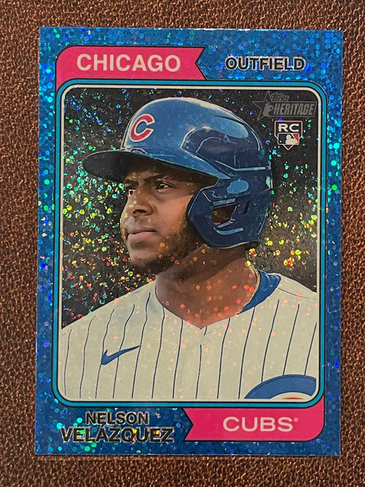Nelson Velázquez - 2023 Topps Heritage - Blue Sparkle Parallel - Cubs