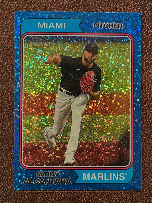 Sandy Alcantara - 2023 Topps Heritage - Blue Sparkle Parallel - Marlins