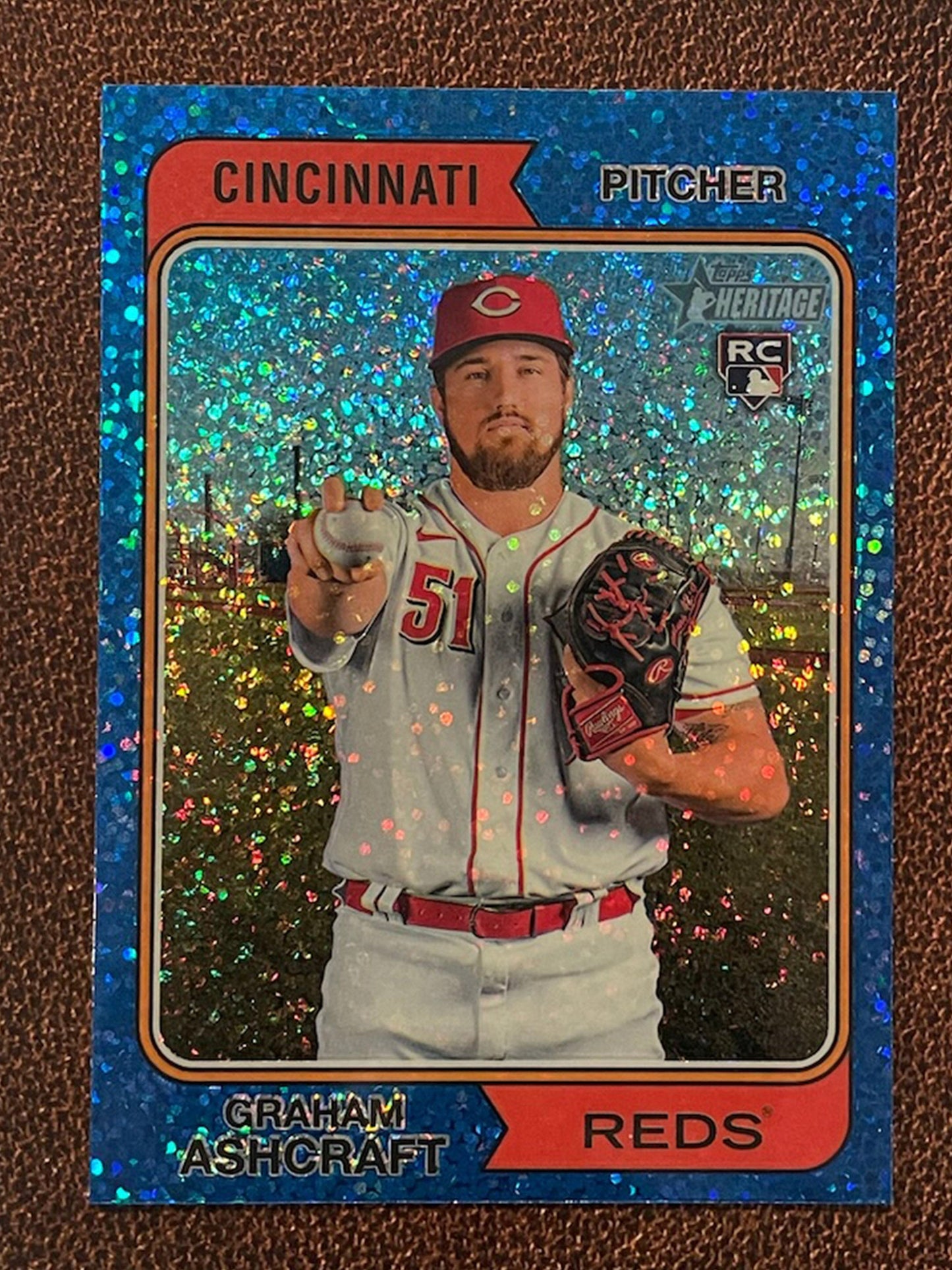 Graham Ashcraft - 2023 Topps Heritage - Blue Sparkle Parallel - Reds