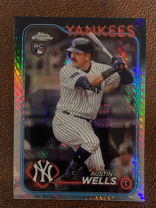 Austin Wells - 2024 Topps Chrome - Prism Refractor - Yankees
