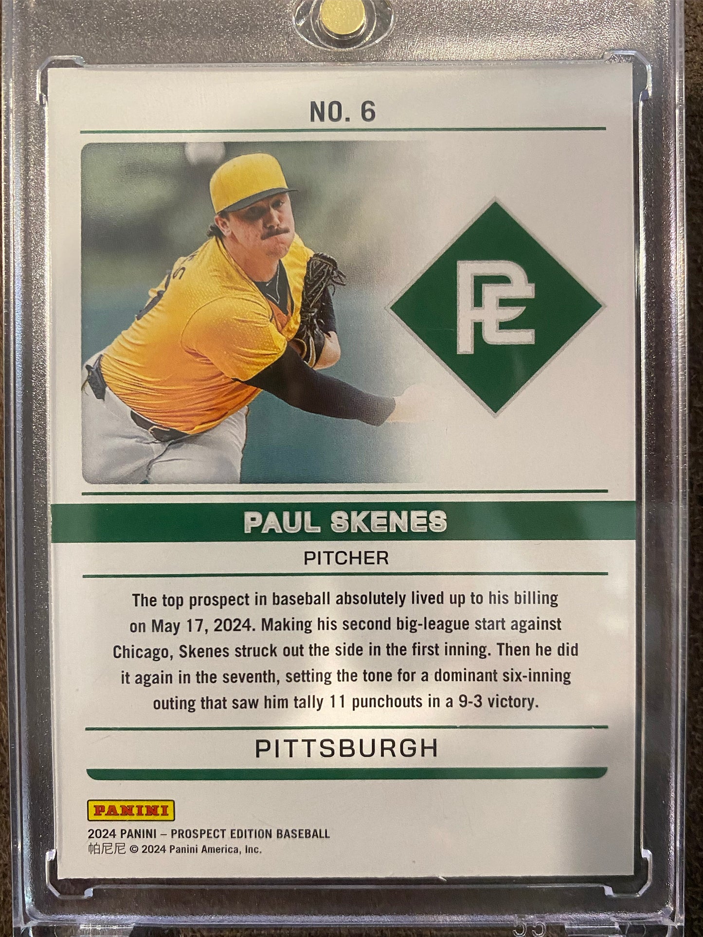 Paul Skenes - 2024 Panini Prospect Edition - Domination PLATINUM 1/1 - Pirates