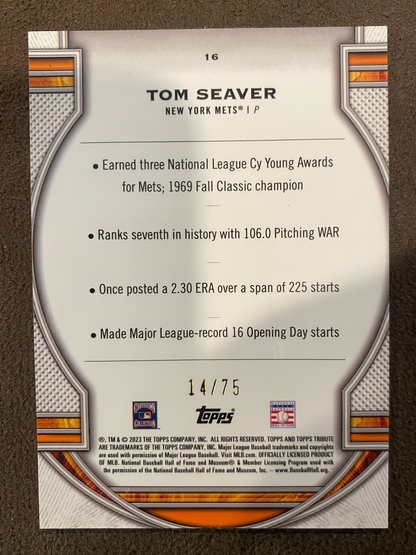 Tom Seaver - 2023 Topps Triple Threads - Orange /75 - Mets